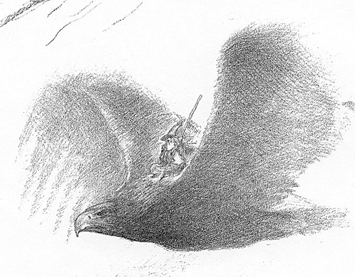 Gandalf upon Gwaihir (Sketch)